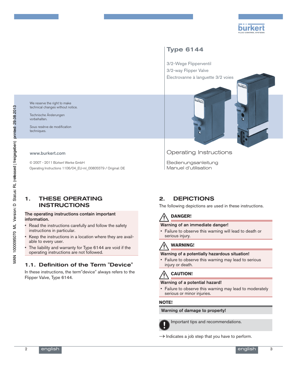 Burkert Type 6144 User Manual | 18 pages