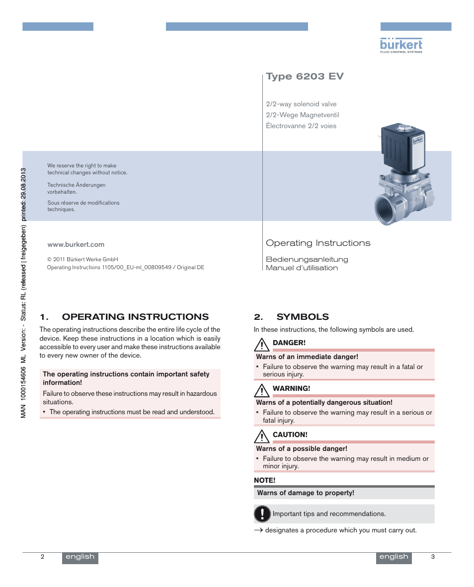 Burkert Type 6203 User Manual | 21 pages