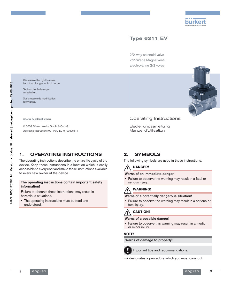 Burkert Type 6211 User Manual | 21 pages