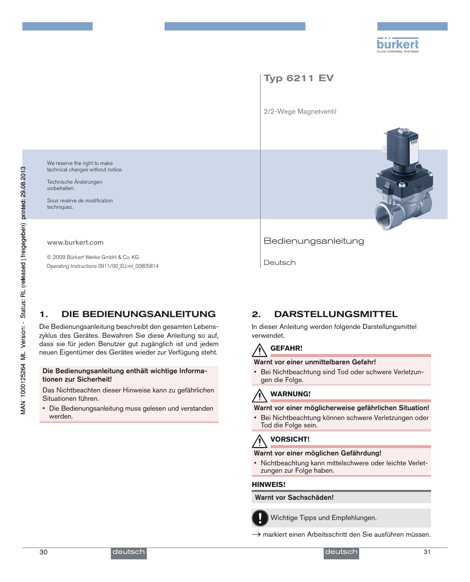 Typ 6211 ev | Burkert Type 6211 User Manual | Page 8 / 21