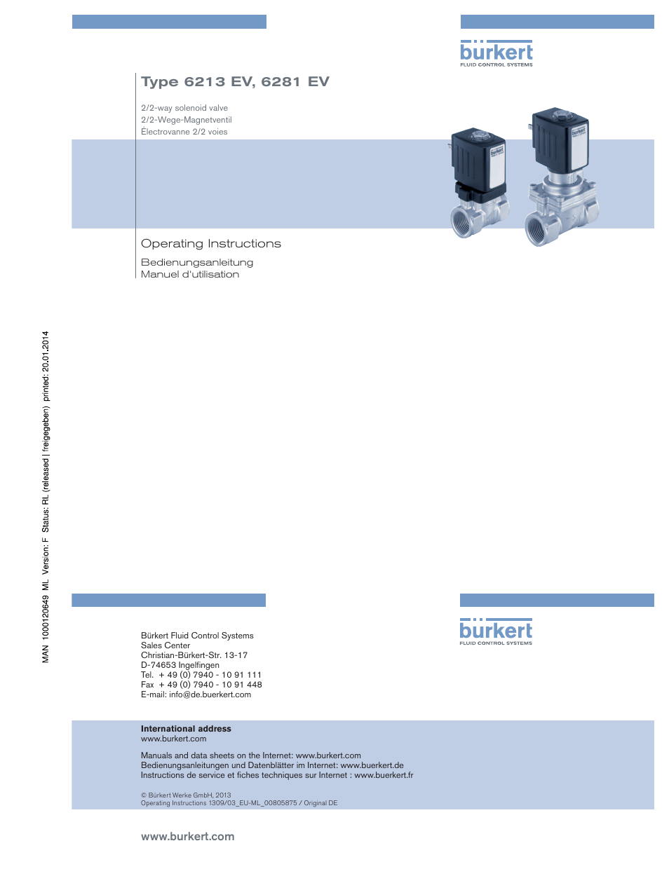 Burkert Type 6281 User Manual | 15 pages