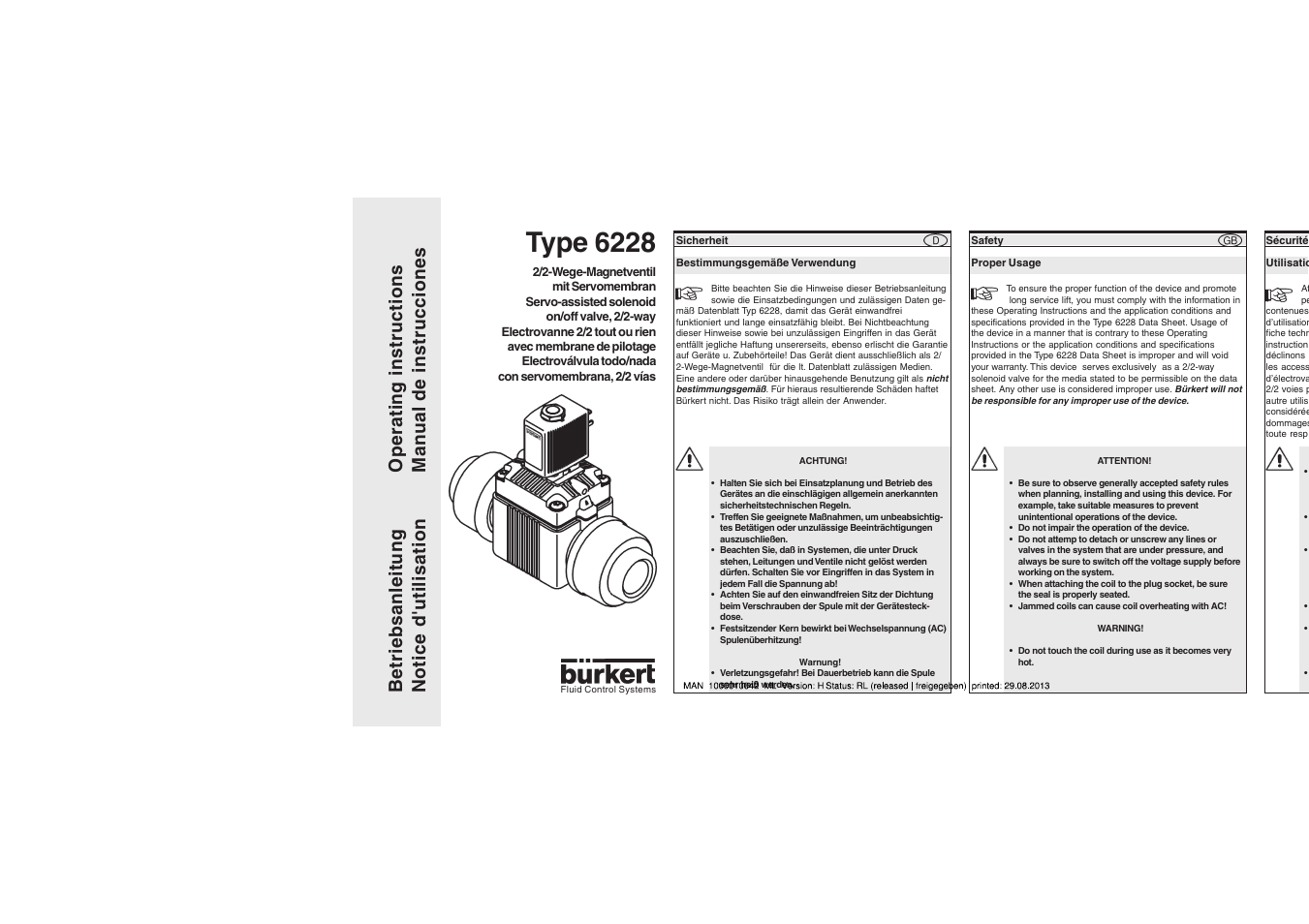 Burkert Type 6228 User Manual | 6 pages