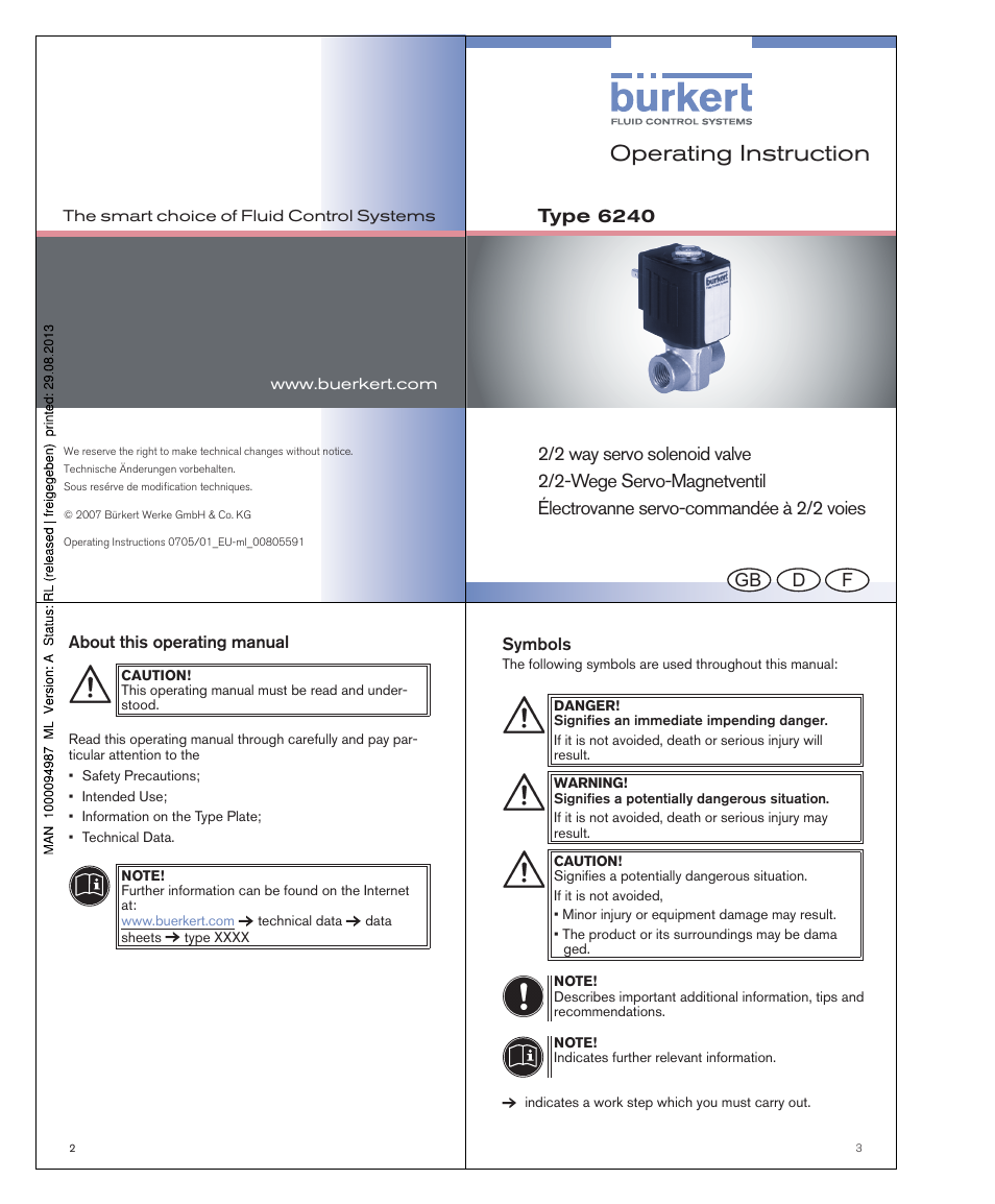 Burkert Type 6240 User Manual | 15 pages