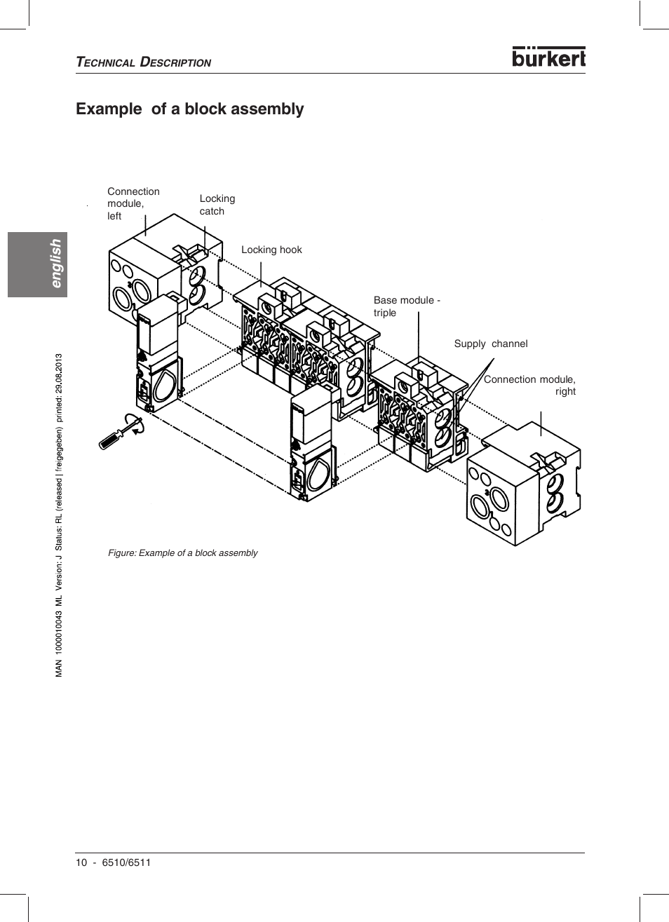 Example of a block assembly, English | Burkert Type 6510 User Manual | Page 10 / 43
