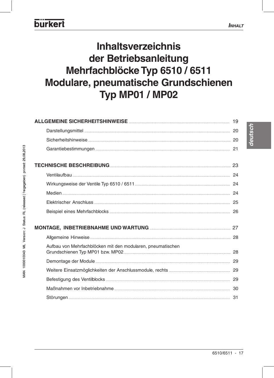 Deutsc h | Burkert Type 6510 User Manual | Page 16 / 43