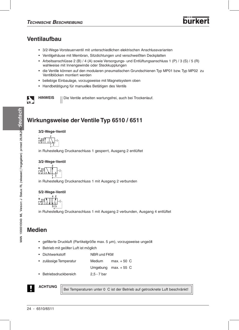 Ventilaufbau, Deutsc h | Burkert Type 6510 User Manual | Page 21 / 43