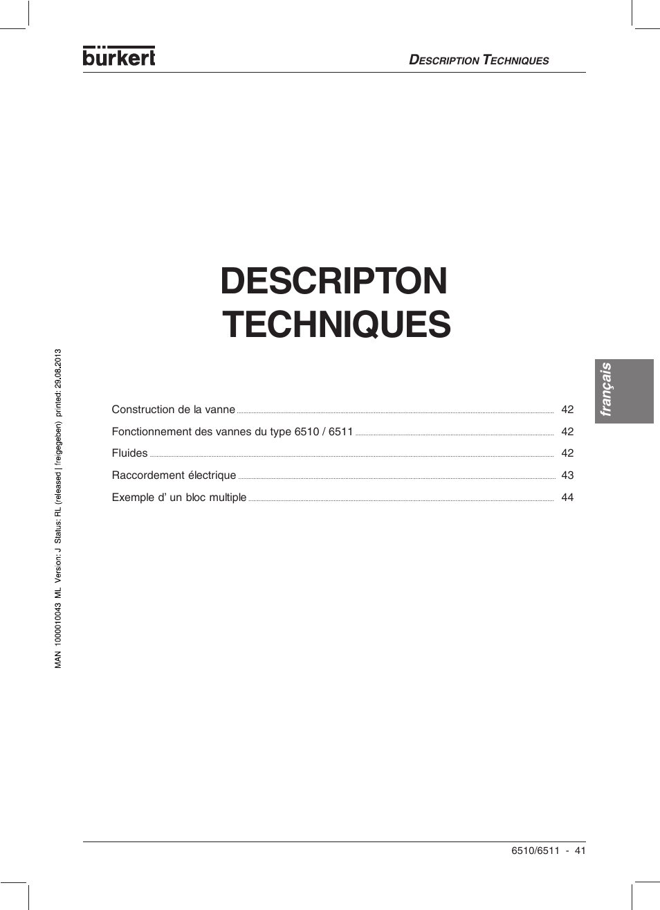 Descripton techniques | Burkert Type 6510 User Manual | Page 33 / 43
