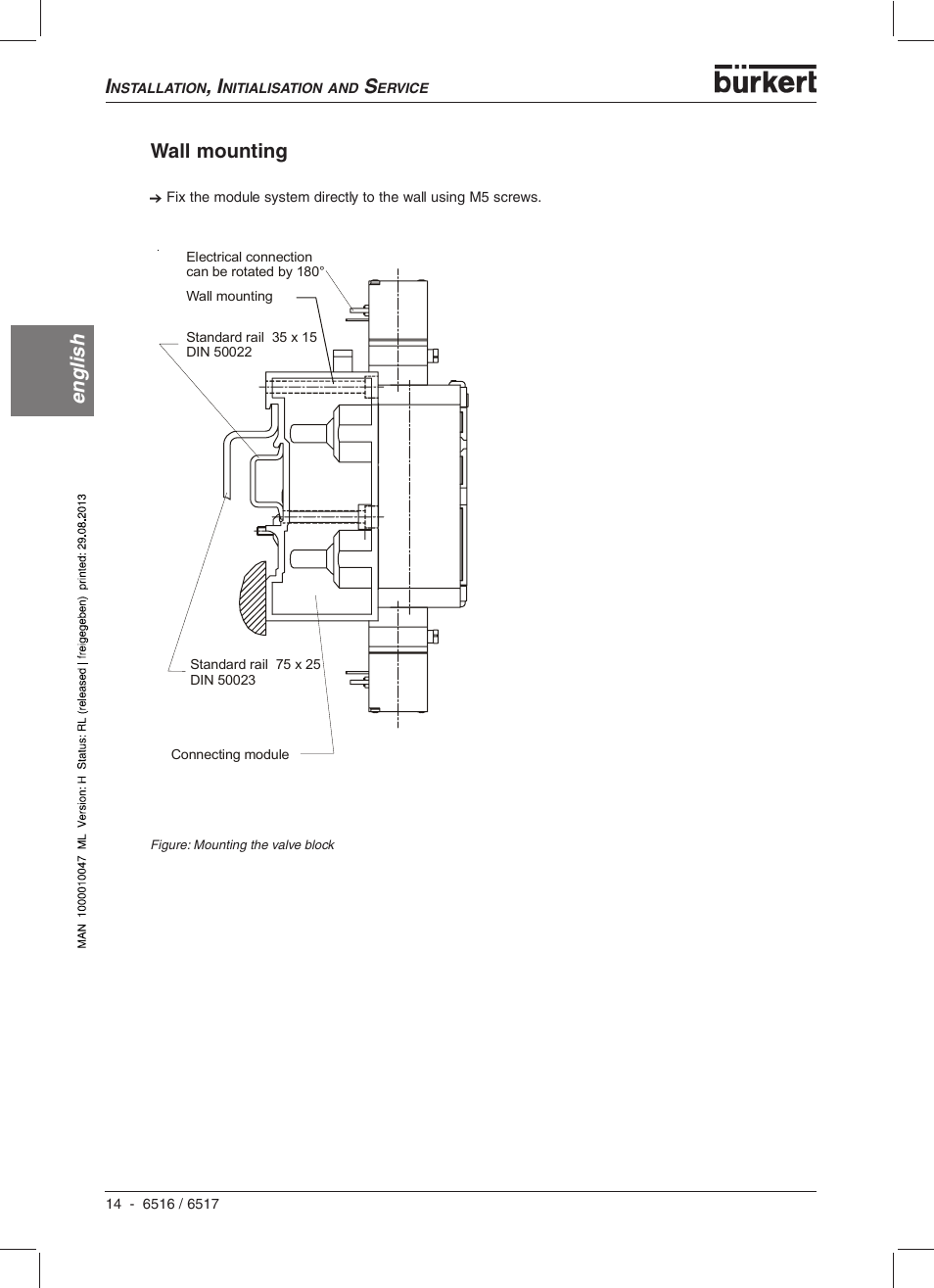 English wall mounting | Burkert Type 6517 User Manual | Page 16 / 56