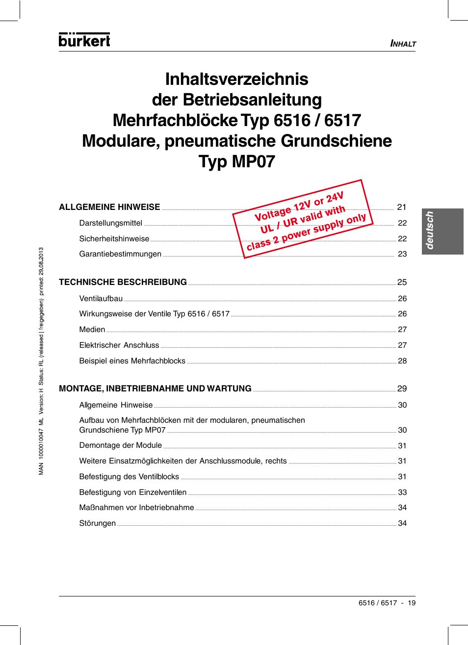 Deutsc h | Burkert Type 6517 User Manual | Page 21 / 56