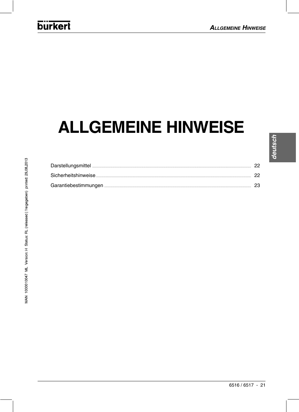 Allgemeine hinweise | Burkert Type 6517 User Manual | Page 23 / 56