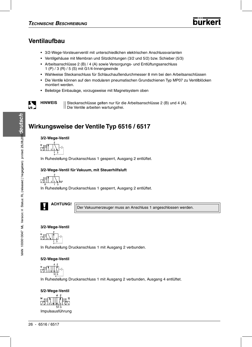 Ventilaufbau, Deutsc h | Burkert Type 6517 User Manual | Page 28 / 56