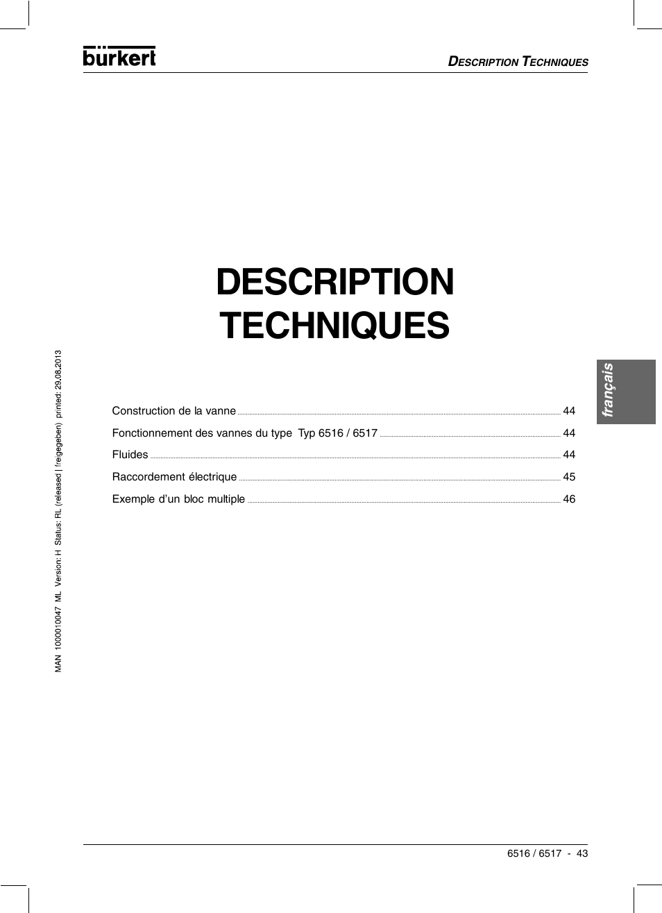 Description techniques | Burkert Type 6517 User Manual | Page 45 / 56