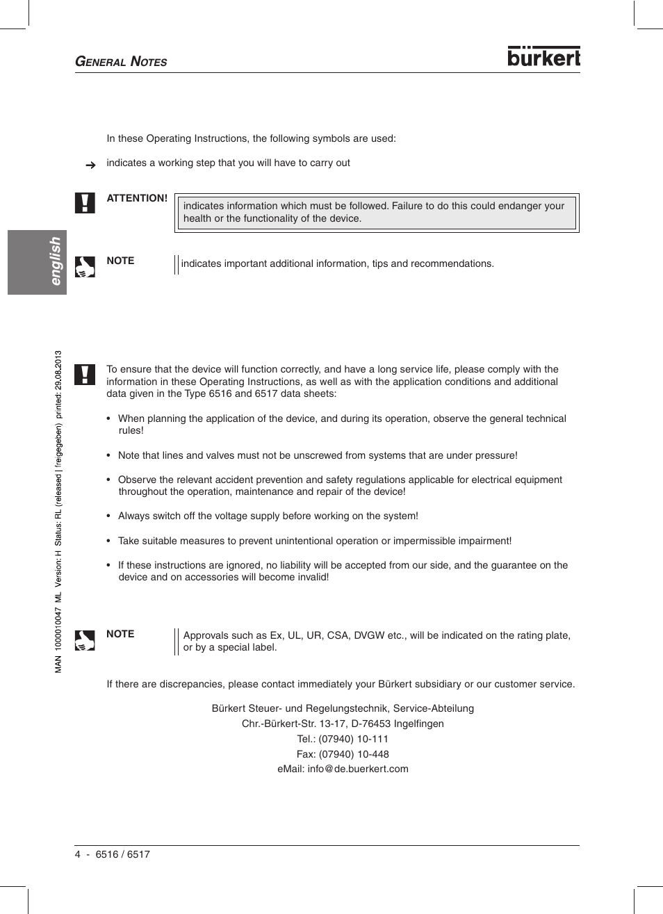 English | Burkert Type 6517 User Manual | Page 6 / 56