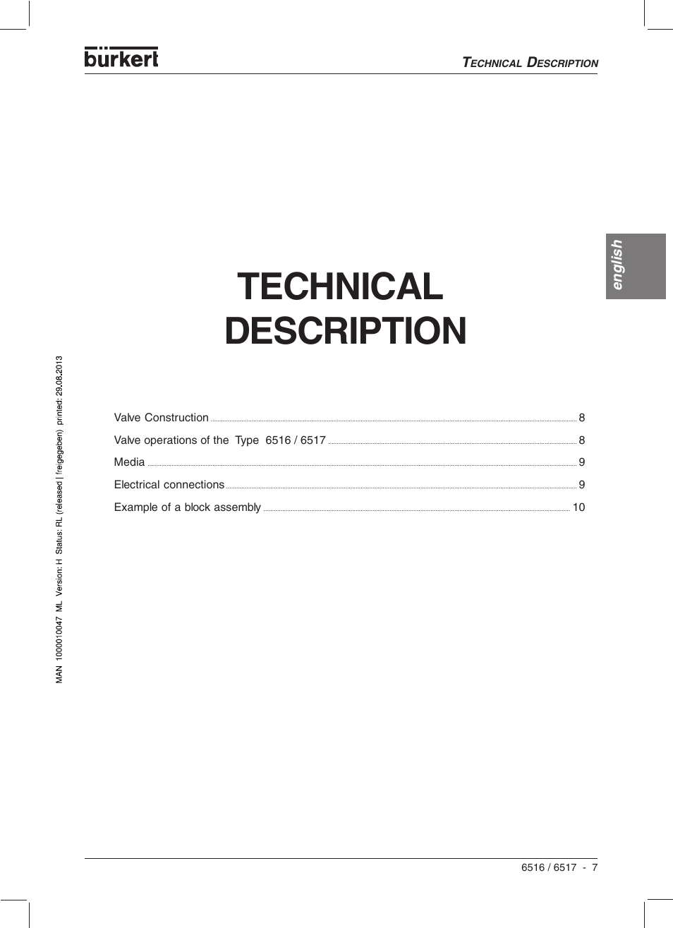 Technical description | Burkert Type 6517 User Manual | Page 9 / 56