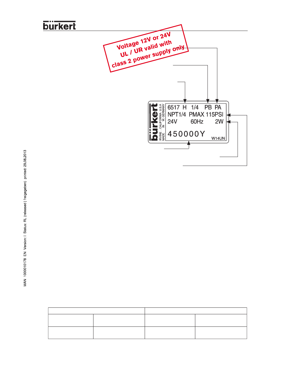 Burkert Type 6517 User Manual | 2 pages