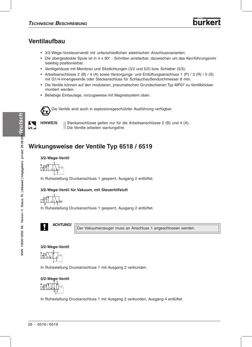 Ventilaufbau, Deutsch | Burkert Type 6519 User Manual | Page 28 / 57