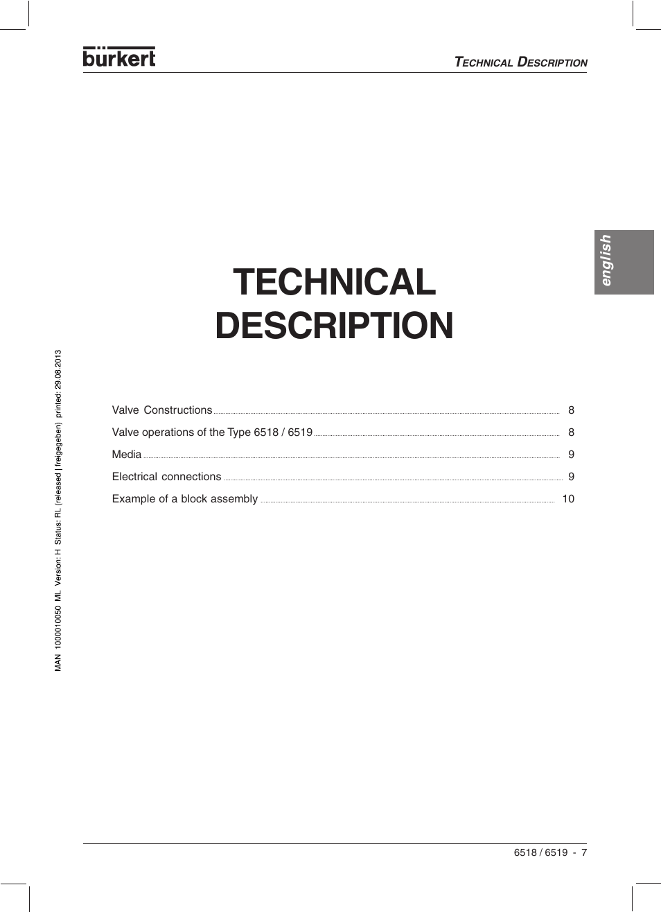 Technical description | Burkert Type 6519 User Manual | Page 9 / 57