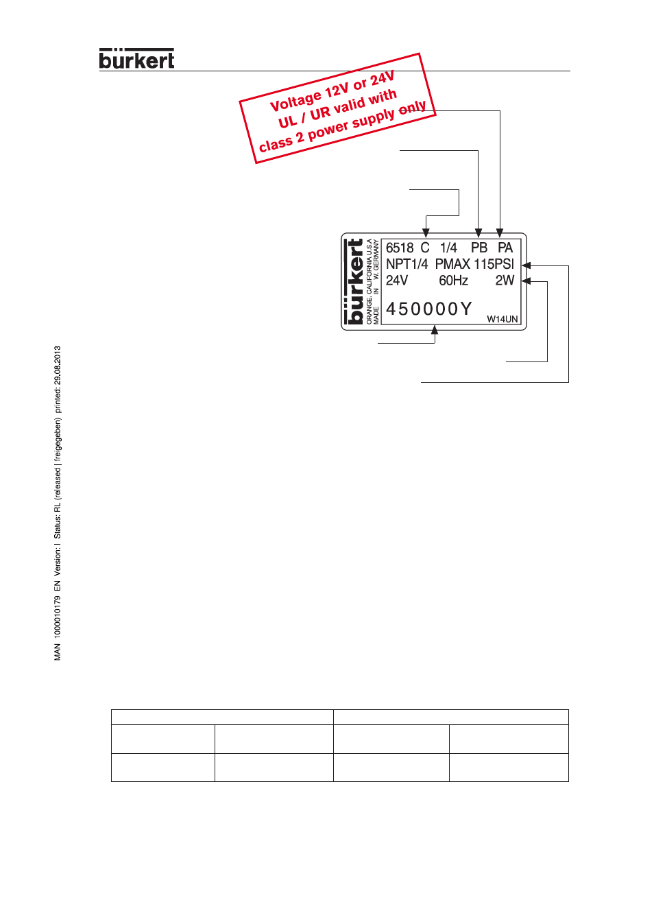 Burkert Type 6518 User Manual | 2 pages