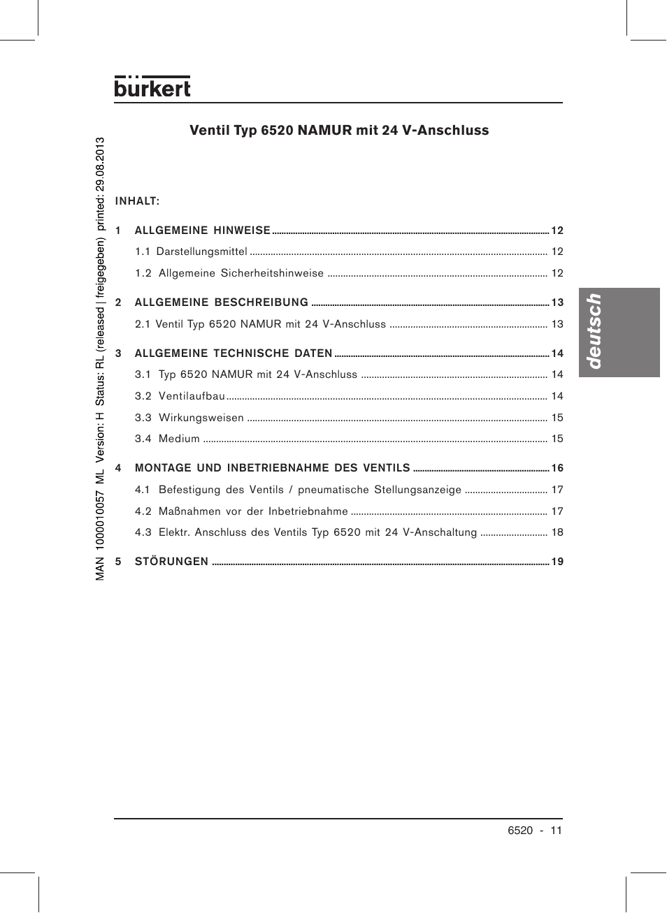 Deutsch | Burkert Type 6520 User Manual | Page 13 / 33