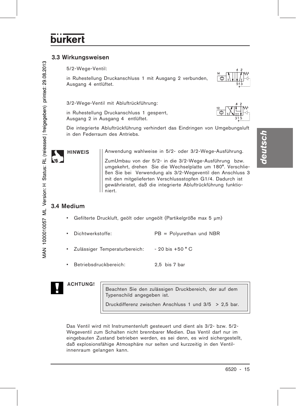 Deutsch | Burkert Type 6520 User Manual | Page 17 / 33