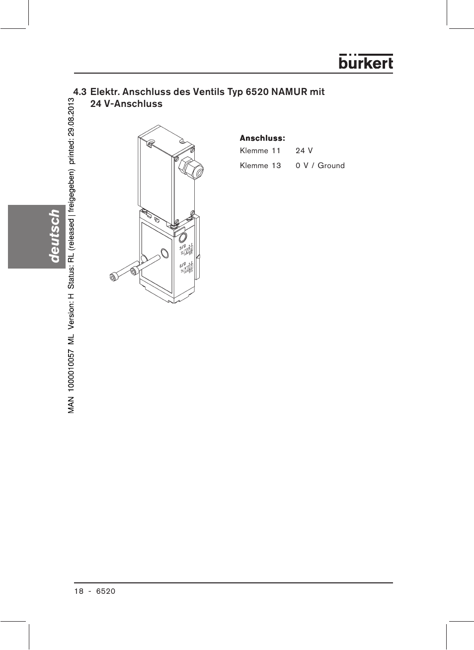 Deutsch | Burkert Type 6520 User Manual | Page 20 / 33