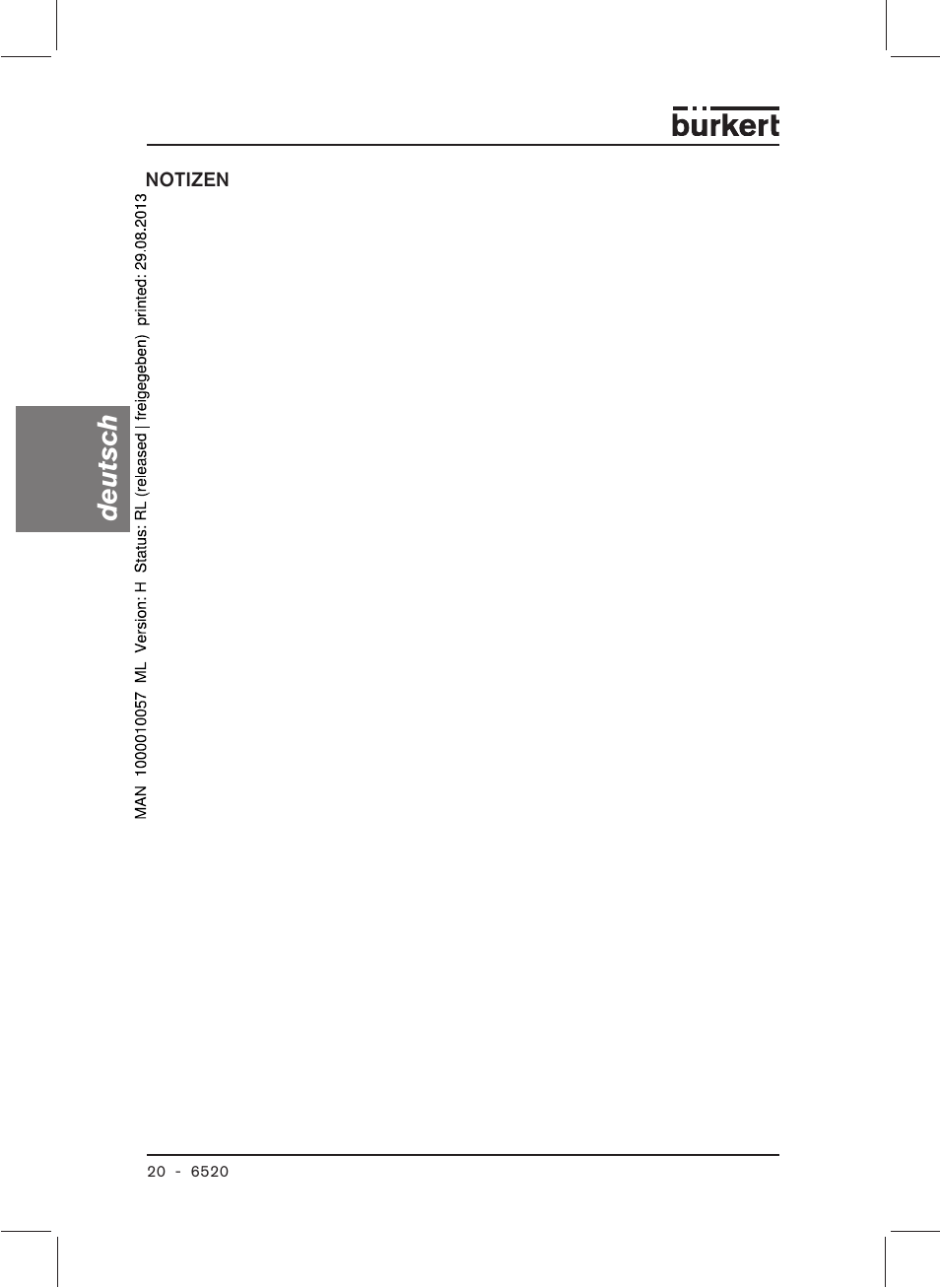 Deutsch | Burkert Type 6520 User Manual | Page 22 / 33