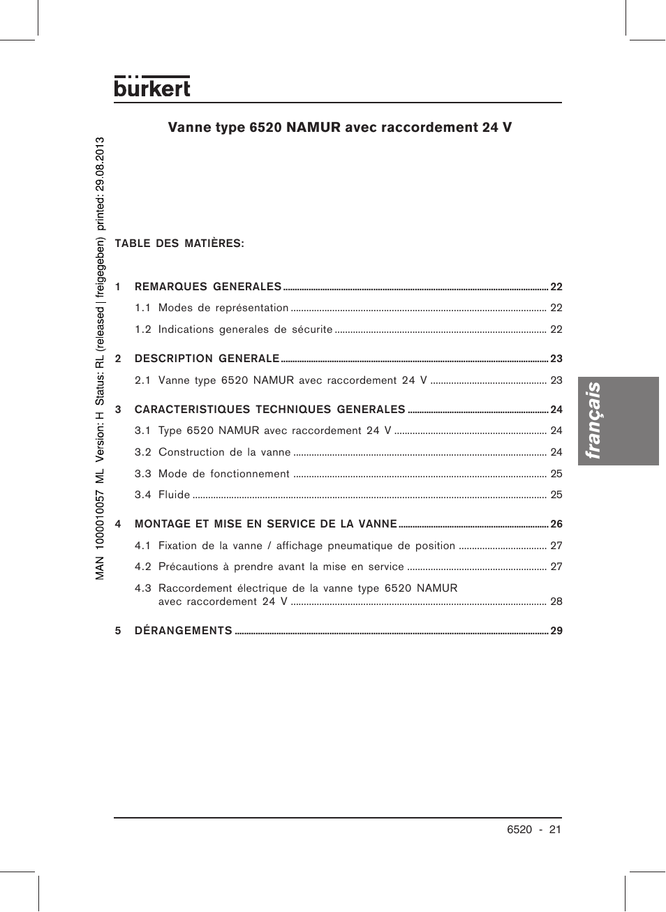 Français | Burkert Type 6520 User Manual | Page 23 / 33