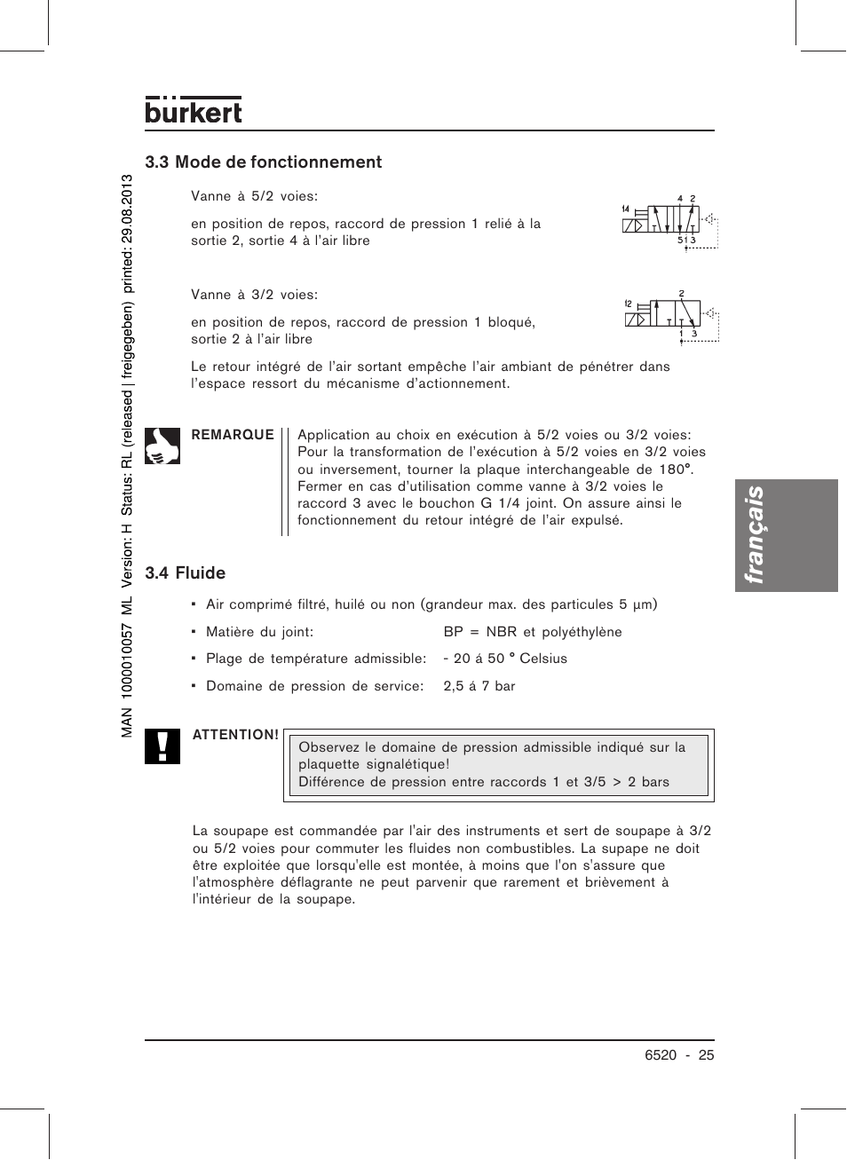 Français | Burkert Type 6520 User Manual | Page 27 / 33