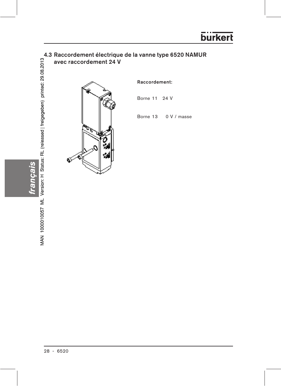 Français | Burkert Type 6520 User Manual | Page 30 / 33