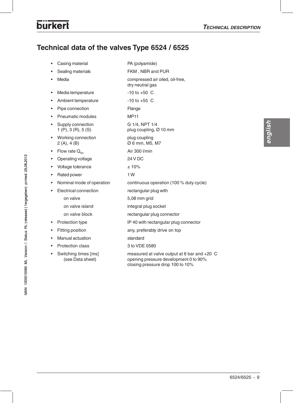 English | Burkert Type 6525 User Manual | Page 11 / 57