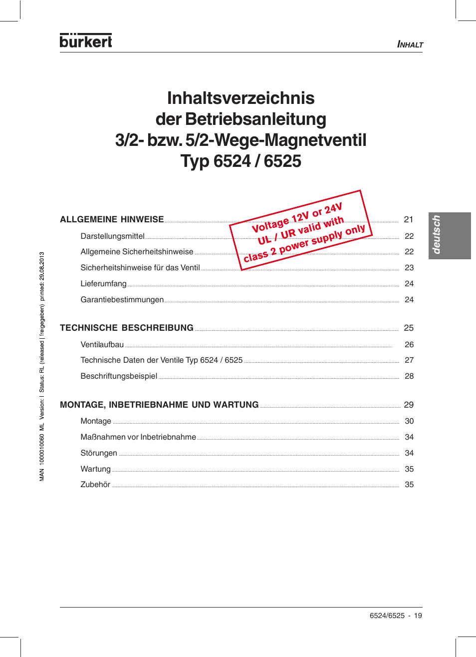 Deutsc h | Burkert Type 6525 User Manual | Page 21 / 57