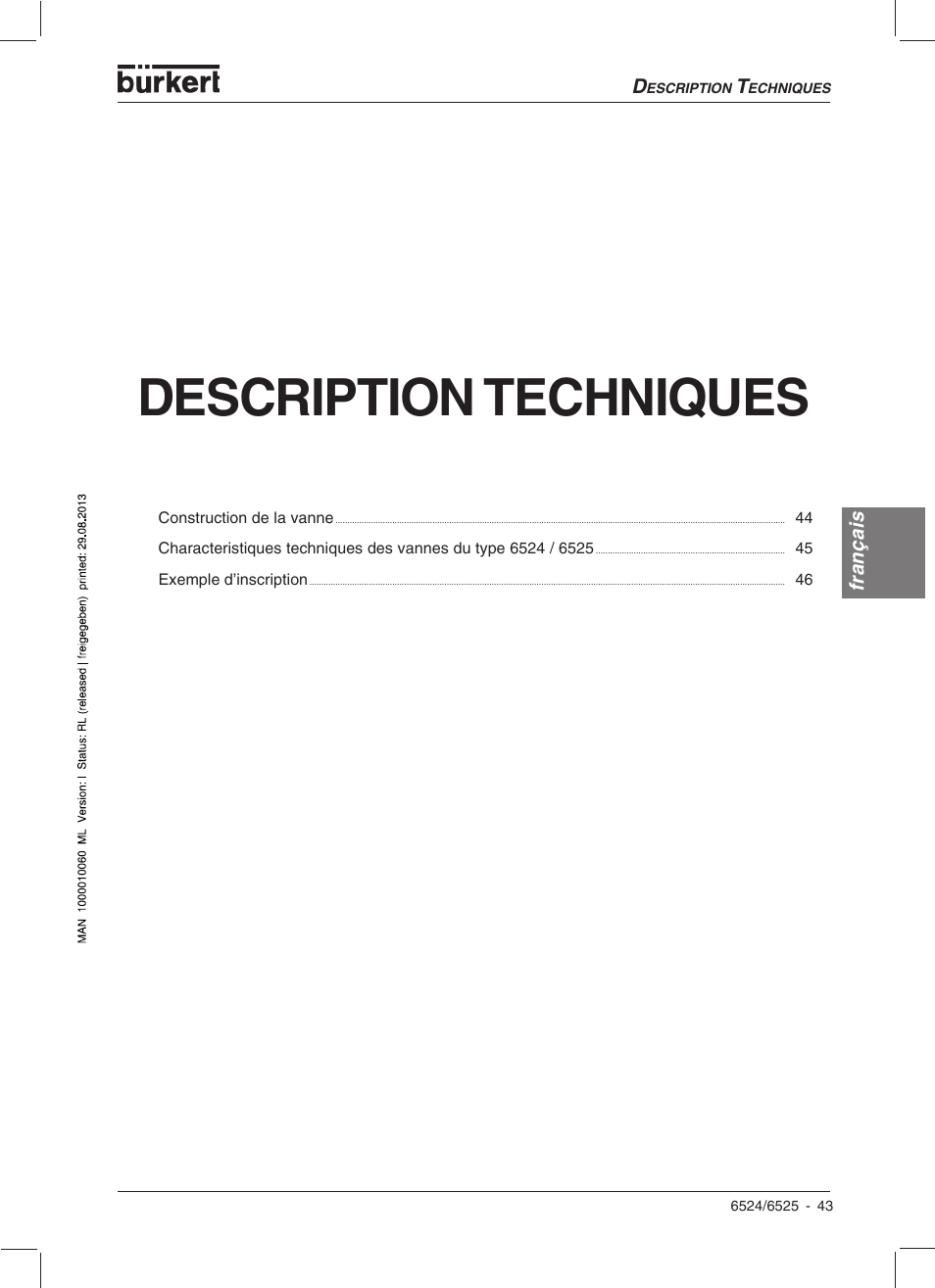 Description techniques | Burkert Type 6525 User Manual | Page 45 / 57