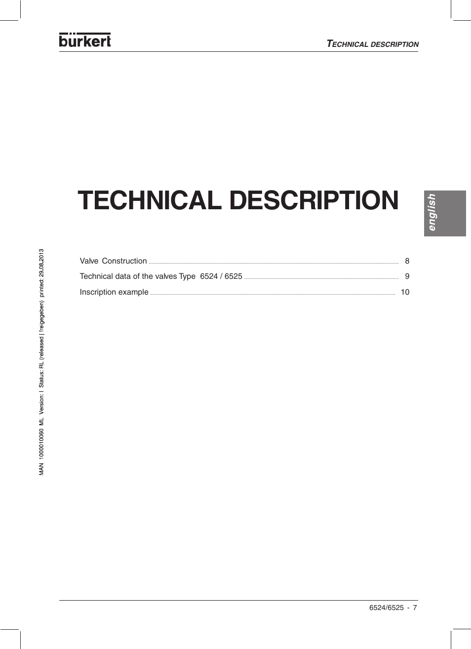 Technical description | Burkert Type 6525 User Manual | Page 9 / 57