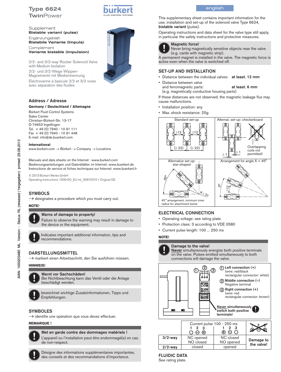 Burkert Type 6624 User Manual | 2 pages