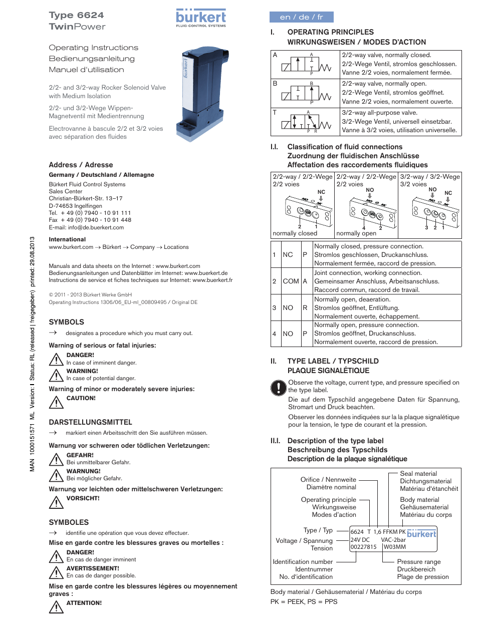 Burkert Type 6624 User Manual | 4 pages