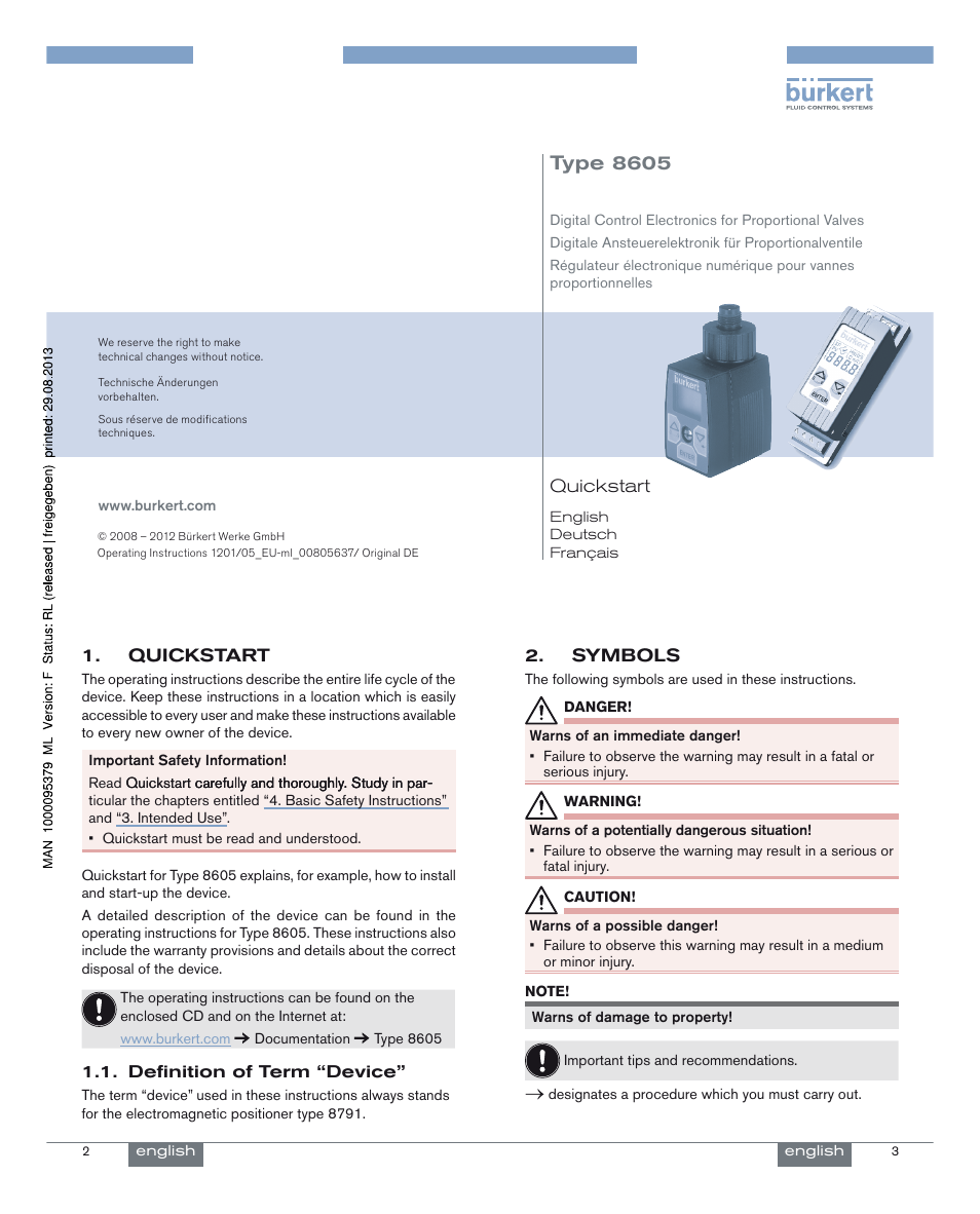 Burkert Type 8605 User Manual | 18 pages