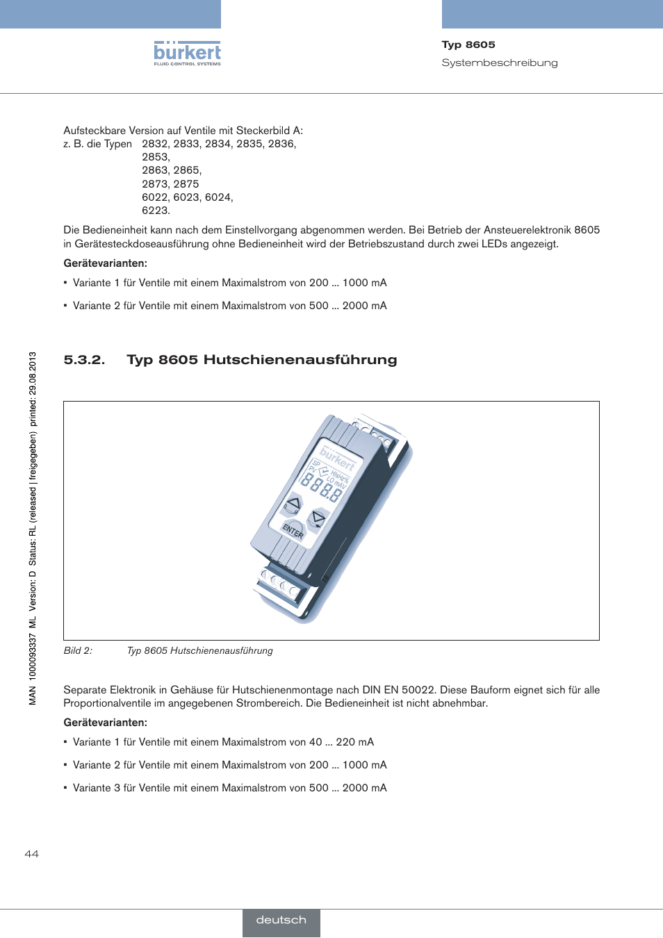 Typ 8605 hutschienenausführung | Burkert Type 8605 User Manual | Page 44 / 108