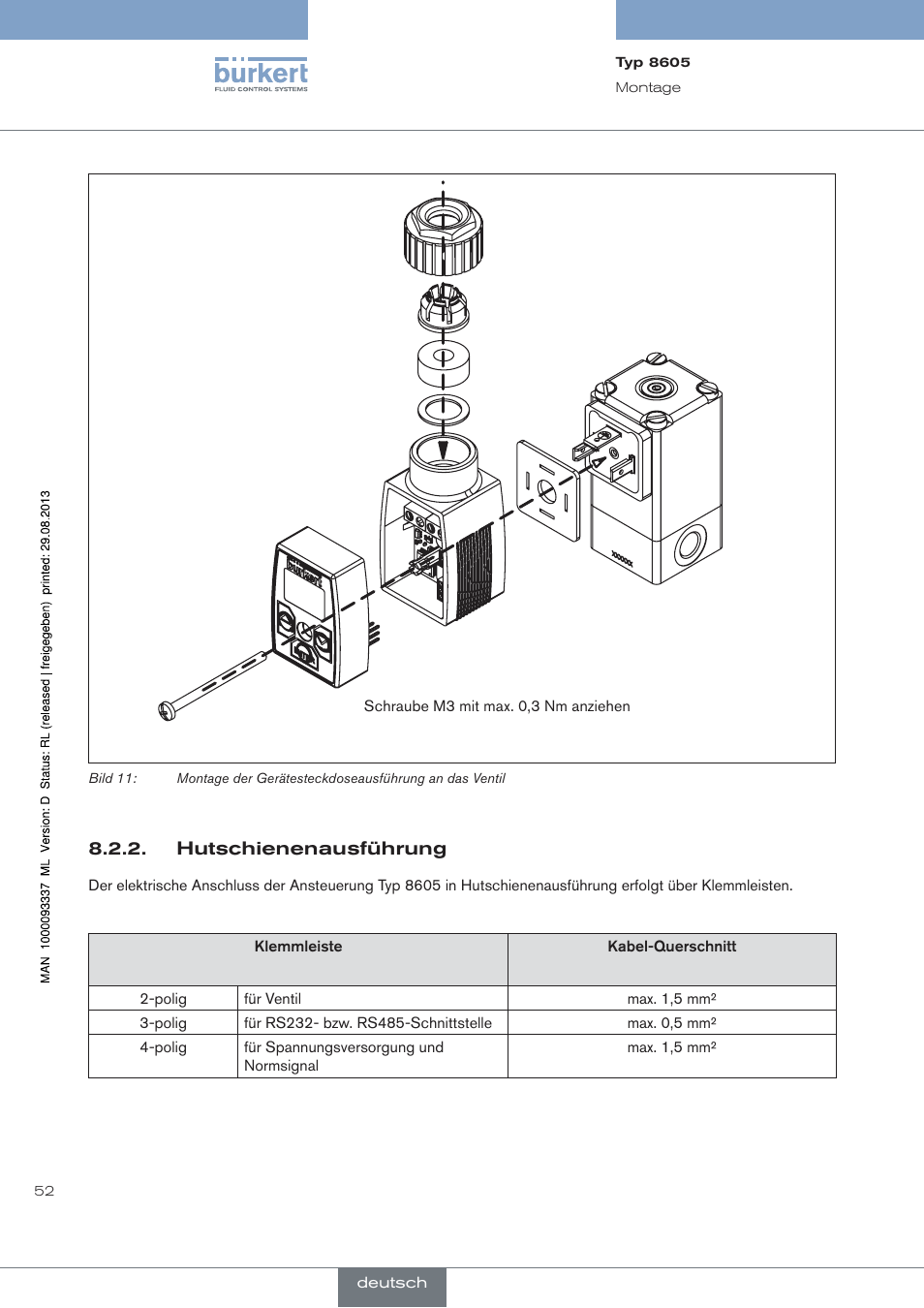 Hutschienenausführung | Burkert Type 8605 User Manual | Page 52 / 108