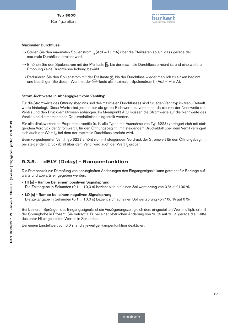 Dely (delay) - rampenfunktion | Burkert Type 8605 User Manual | Page 61 / 108