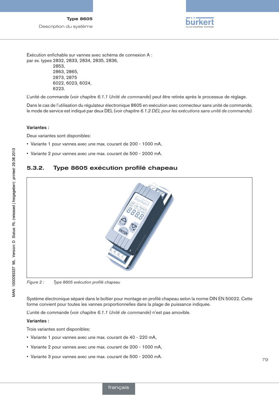 Type 8605 exécution profilé chapeau | Burkert Type 8605 User Manual | Page 79 / 108