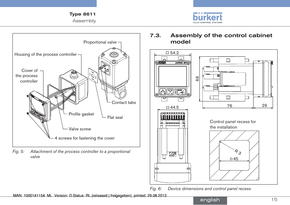 Assembly of the control cabinet model | Burkert Type 8611 User Manual | Page 15 / 142