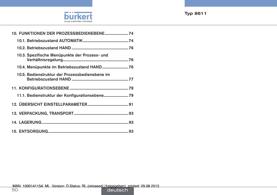 Burkert Type 8611 User Manual | Page 50 / 142