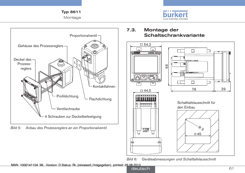 Montage der schaltschrankvariante | Burkert Type 8611 User Manual | Page 61 / 142