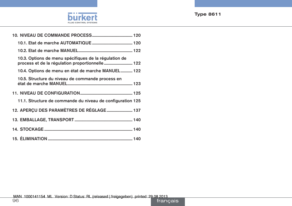 Burkert Type 8611 User Manual | Page 96 / 142