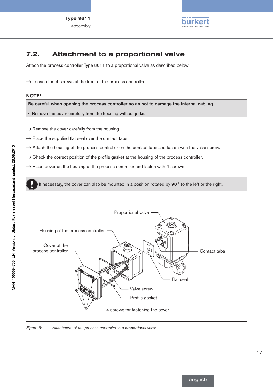 Attachment to a proportional valve | Burkert Type 8611 User Manual | Page 17 / 102