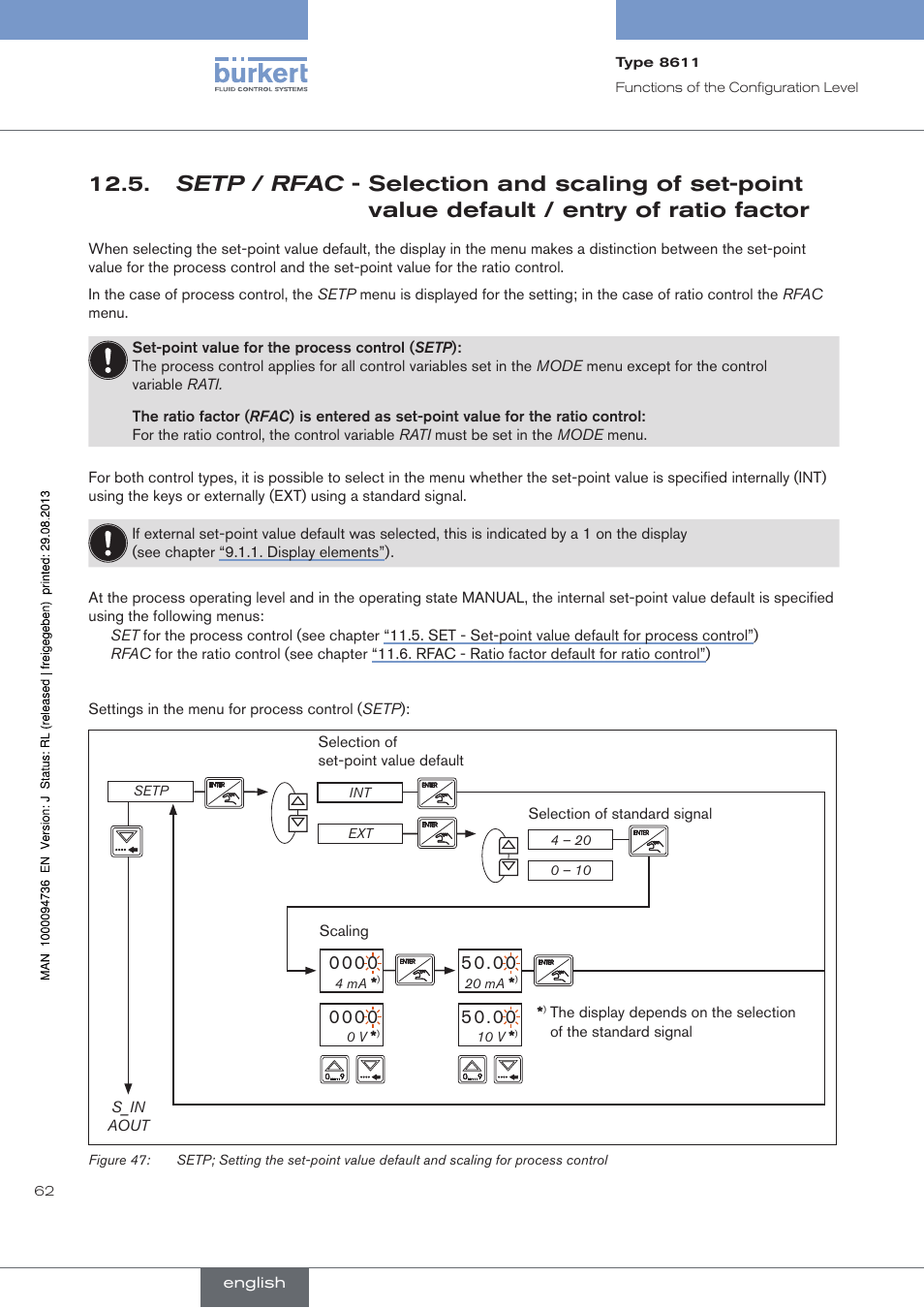 See chapter 12.5 | Burkert Type 8611 User Manual | Page 62 / 102