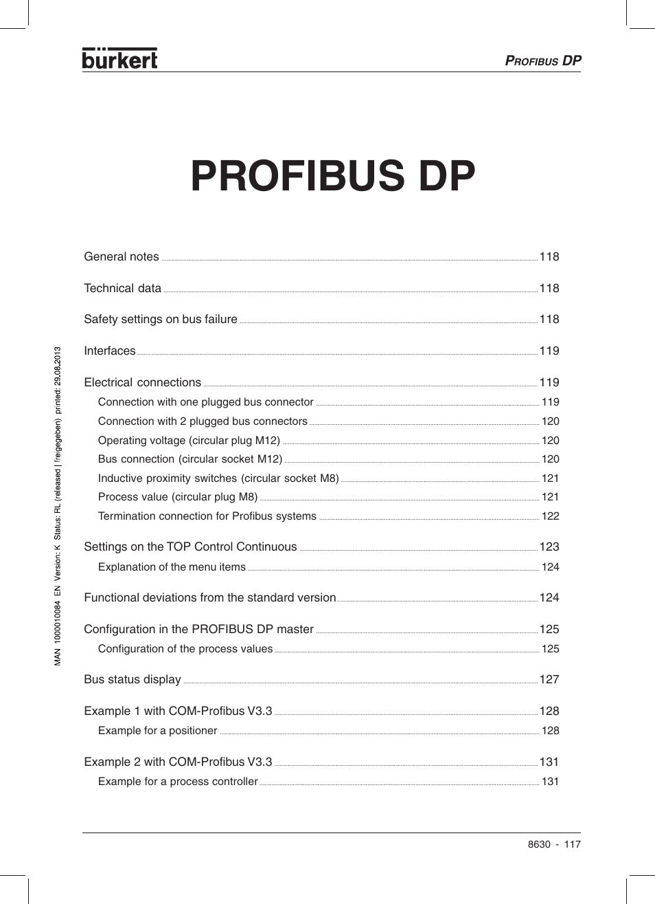 Profibus dp | Burkert Type 8630 User Manual | Page 119 / 186