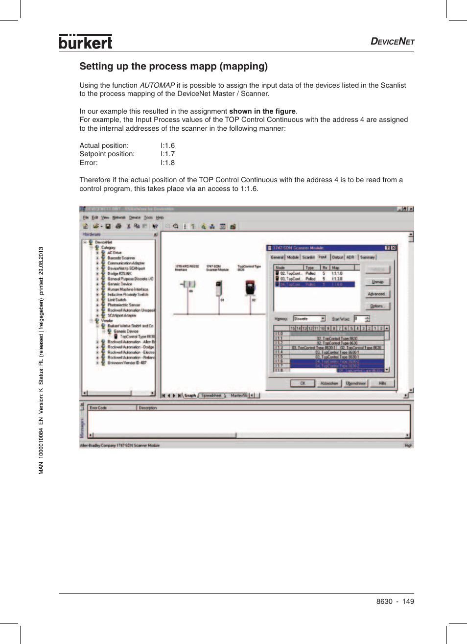 Setting up the process mapp (mapping) | Burkert Type 8630 User Manual | Page 151 / 186