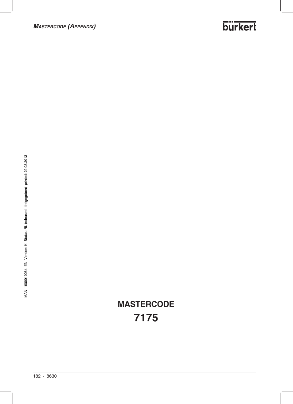 Mastercode | Burkert Type 8630 User Manual | Page 184 / 186
