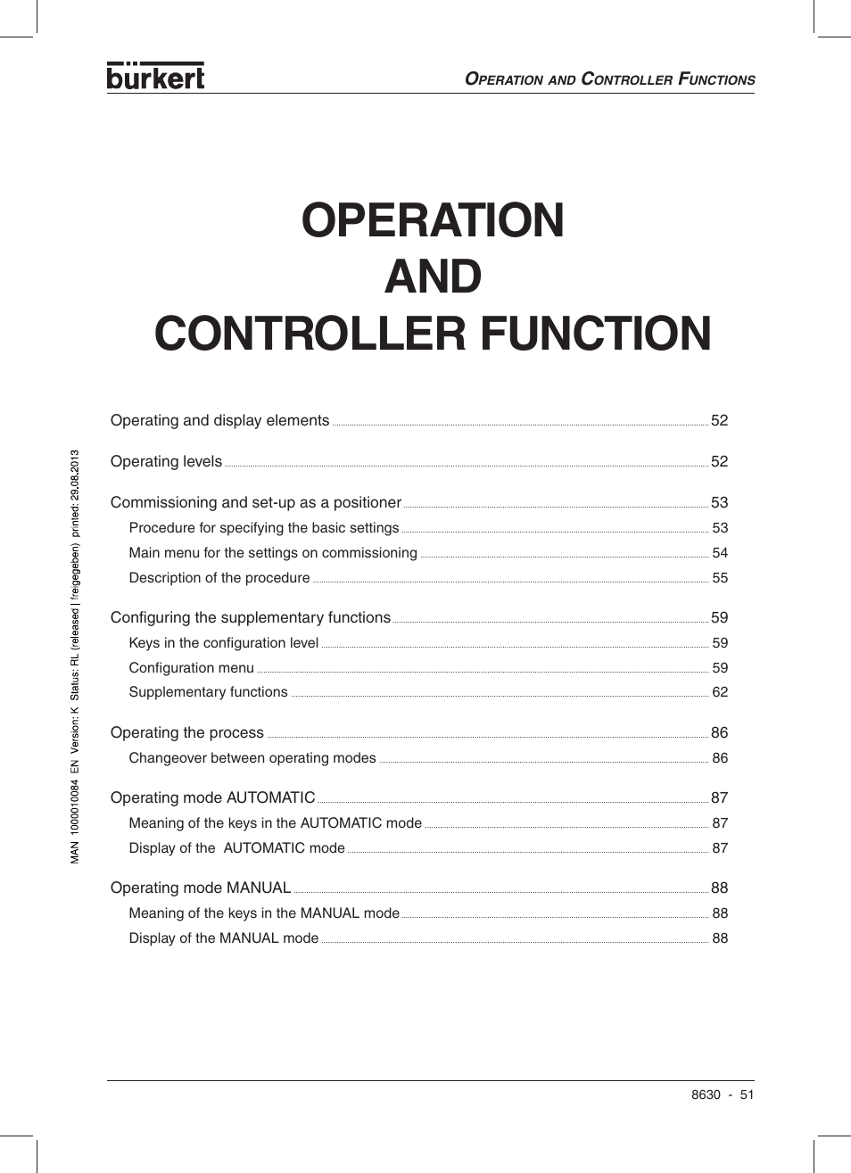 Operation and controller function | Burkert Type 8630 User Manual | Page 53 / 186